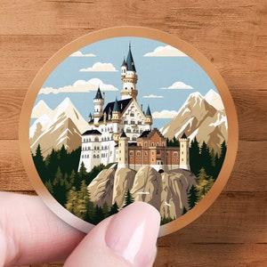 Neuschwanstein Castle Sticker, Travel Decal, Laptop, Car Window Decal, Water Bottle, Premium Quality,Waterproof with Multiple Sizes & Styles