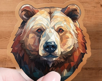 Papa Bear Sticker, Papa Bear Geometric Sticker, Papa Bear Car Decal, Papa Bear Laptop Sticker, Bear Water Bottle Sticker, Premium Quality