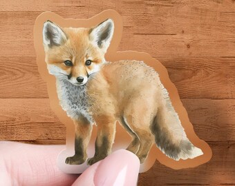Baby Fox Sticker, Cute Animal Decal, Laptop, Car, Water Bottle, Premium Quality Sticker, Waterproof with Multiple Sizes & Styles