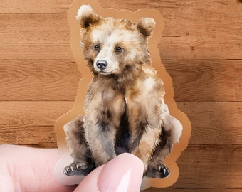 Baby Brown Bear Sticker, Cute Animal Decal, Laptop, Car, Water Bottle, Premium Quality Sticker, Waterproof with Multiple Sizes & Styles
