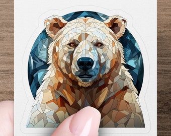 Polar Bear Sticker, Geometric Polar Bear Decal, Polar Bear Sticker, Polar Bear Fan, Polar Bear Car Decal, Premium Polar Bear Laptop Sticker