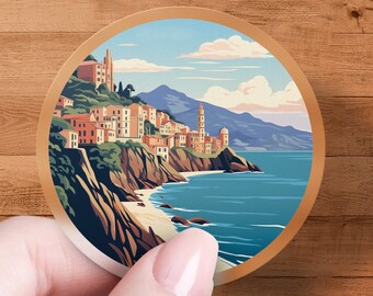 Cinque Terre Sticker, Travel Decal, Laptop, Car Window Decal, Water Bottle, Premium Quality, Waterproof with Multiple Sizes & Styles