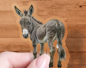 Donkey Sticker, Waterproof Vinyl Decal, Farm Animal Gift