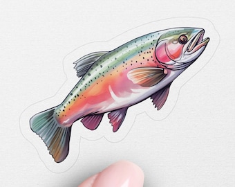 Rainbow Trout Sticker, Animal Decal, Laptop, Car Window Decal, Water Bottle, Premium Quality, Waterproof with Multiple Sizes & Styles