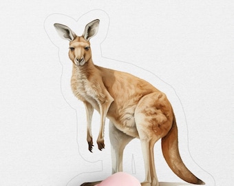 Kangaroo Sticker, Cute Animal Decal, Laptop, Car, Water Bottle, Premium Quality Sticker, Waterproof with Multiple Sizes & Styles
