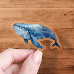 Blue Whale Sticker, Cute Animal Decal, Laptop, Car, Water Bottle, Premium Quality Sticker, Waterproof with Multiple Sizes & Styles