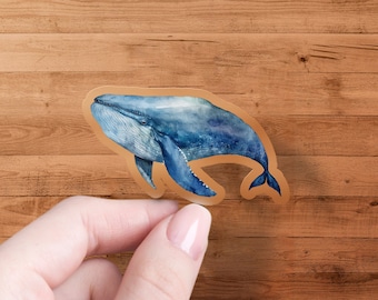 Blue Whale Sticker, Waterproof Vinyl Decal, Laptop, Car