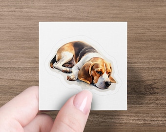 Beagle Sleeping in the Sun Sticker Collection, Waterproof, UV-Protected, Multiple Sizes & Styles, Highest Quality