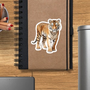 Majestic Tiger Sticker, Realistic Big Cat Jungle Animal, Laptop Decal, Premium Water Bottle Sticker, Wildlife Lover Gift, Vinyl Sticker afbeelding 8