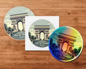 Paris Arc de Triomphe Sticker, Vintage Travel Sticker, Paris Souvenir, European Landmark Sticker, Collectible Sticker