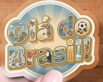 Ola do Brasil Sticker, Travel Souvenir Decal