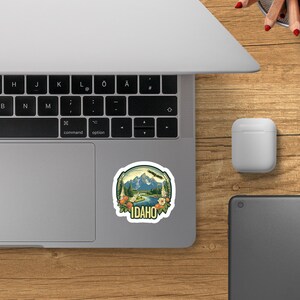 Idaho Wilderness Adventure Vinyl Sticker, Mountain Lake Scenery Decal, Eagle Nature Travel Sticker, Outdoor Laptop Decoration image 5