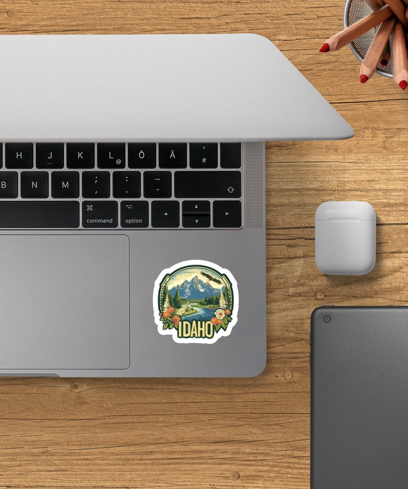 Idaho Wilderness Adventure Vinyl Sticker, Mountain Lake Scenery Decal, Eagle Nature Travel Sticker, Outdoor Laptop Decoration image 5