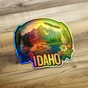 Idaho Wilderness Adventure Vinyl Sticker, Mountain Lake Scenery Decal, Eagle Nature Travel Sticker, Outdoor Laptop Decoration image 8