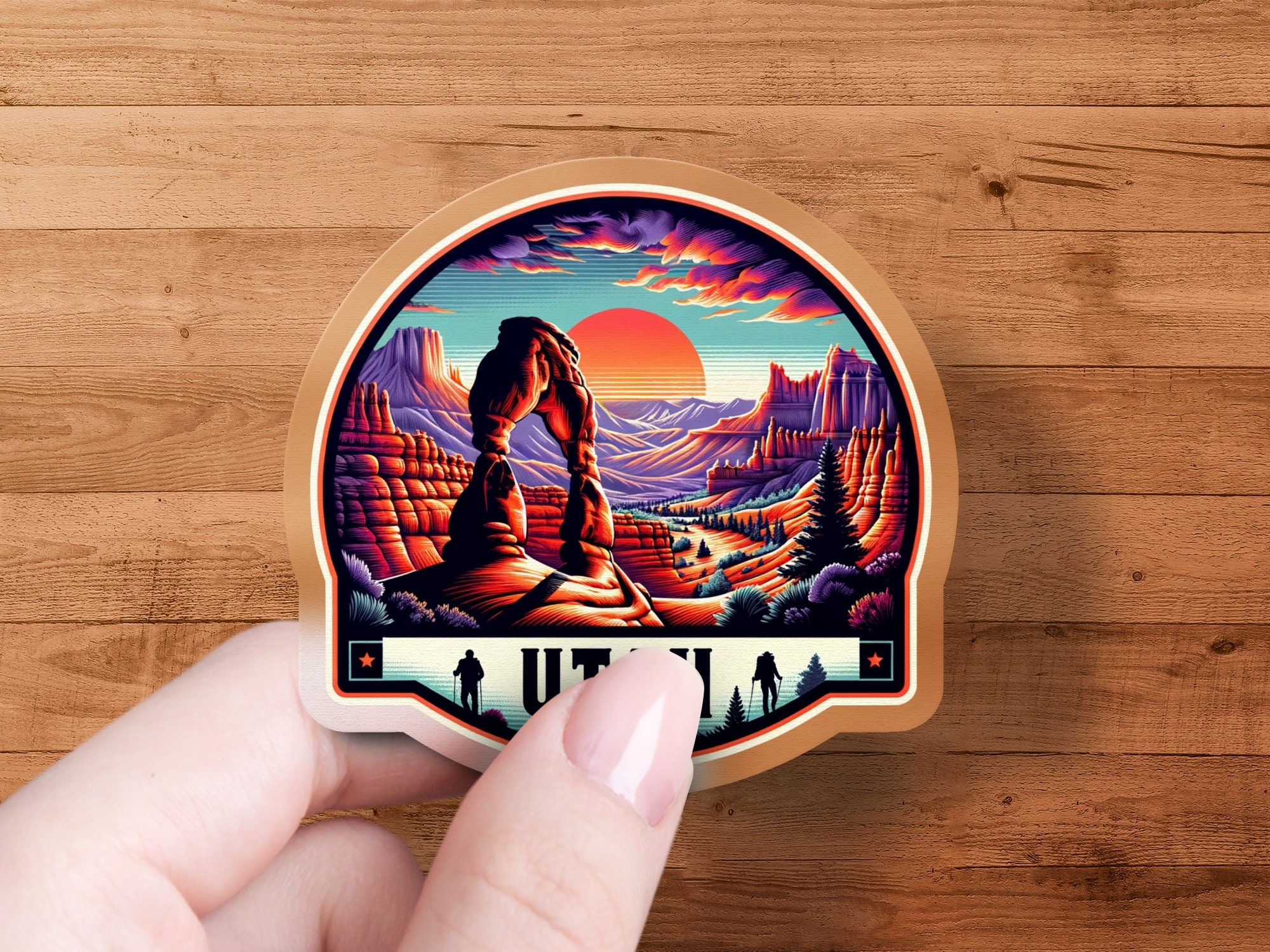 Uth Window Sticker Vintage Style Utah National Parks Sunset Vinyl Sticker, Travel Laptop ...