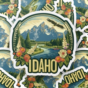 Idaho Wilderness Adventure Vinyl Sticker, Mountain Lake Scenery Decal, Eagle Nature Travel Sticker, Outdoor Laptop Decoration image 4