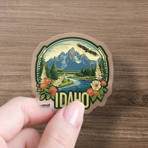 Idaho Wilderness Adventure Vinyl Sticker, Mountain Lake Scenery Decal, Eagle Nature Travel Sticker, Outdoor Laptop Decoration image 10