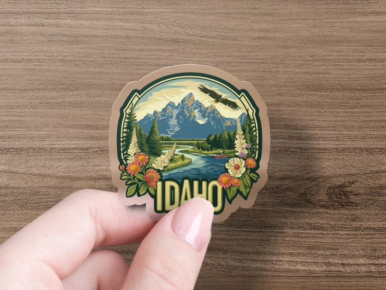 Idaho Wilderness Adventure Vinyl Sticker, Mountain Lake Scenery Decal, Eagle Nature Travel Sticker, Outdoor Laptop Decoration image 10