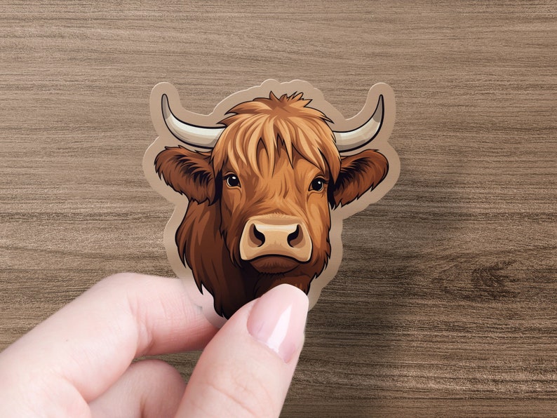 Highland Cow Sticker, Animal Decal, Laptop, Car Window Decal, Water ...