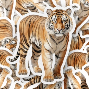 Majestic Tiger Sticker, Realistic Big Cat Jungle Animal, Laptop Decal, Premium Water Bottle Sticker, Wildlife Lover Gift, Vinyl Sticker afbeelding 2