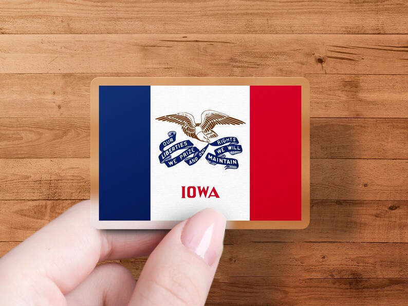 Iowa State Flag Sticker, Durable Vinyl Decal, Patriotic Emblem, USA