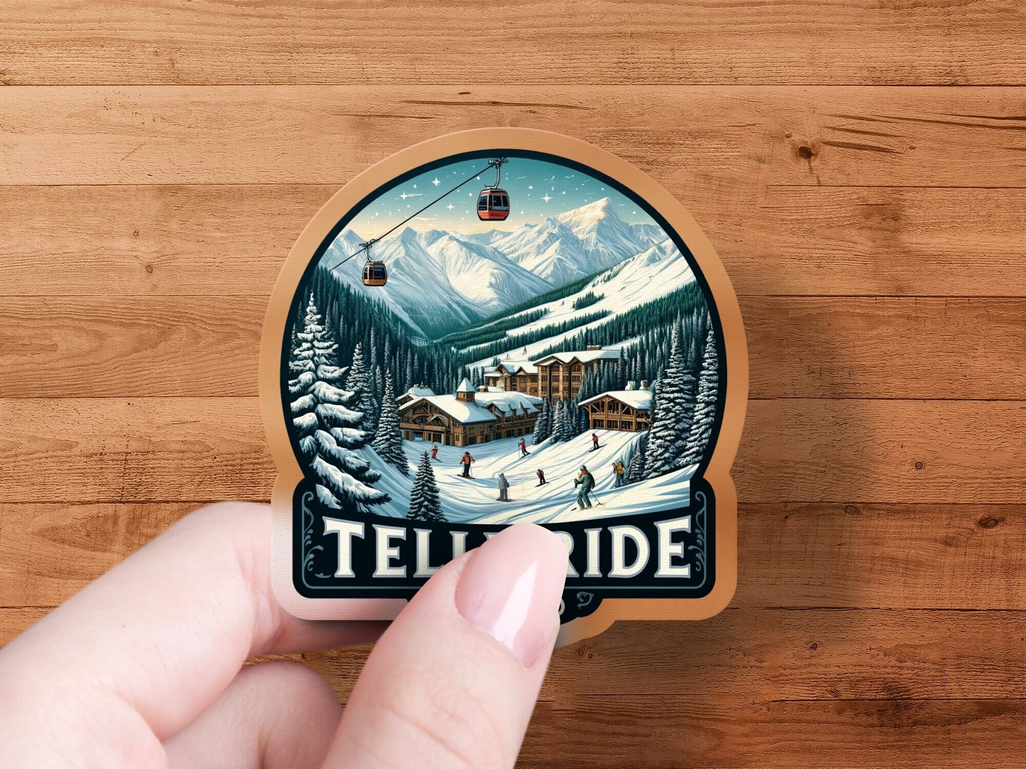 Timber Ridge Ski Sticker Vintage Telluride Colorado Ski Resort Winter Landscape Vinyl Sticker ...