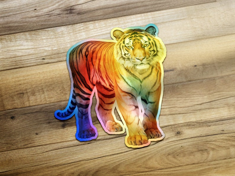 Majestic Tiger Sticker, Realistic Big Cat Jungle Animal, Laptop Decal, Premium Water Bottle Sticker, Wildlife Lover Gift, Vinyl Sticker afbeelding 9