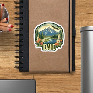 Idaho Wilderness Adventure Vinyl Sticker, Mountain Lake Scenery Decal, Eagle Nature Travel Sticker, Outdoor Laptop Decoration image 9
