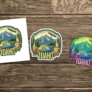 Idaho Wilderness Adventure Vinyl Sticker, Mountain Lake Scenery Decal, Eagle Nature Travel Sticker, Outdoor Laptop Decoration image 2