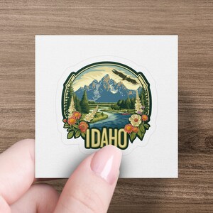 Idaho Wilderness Adventure Vinyl Sticker, Mountain Lake Scenery Decal, Eagle Nature Travel Sticker, Outdoor Laptop Decoration image 6