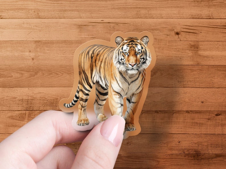 Majestic Tiger Sticker, Realistic Big Cat Jungle Animal, Laptop Decal, Premium Water Bottle Sticker, Wildlife Lover Gift, Vinyl Sticker afbeelding 1