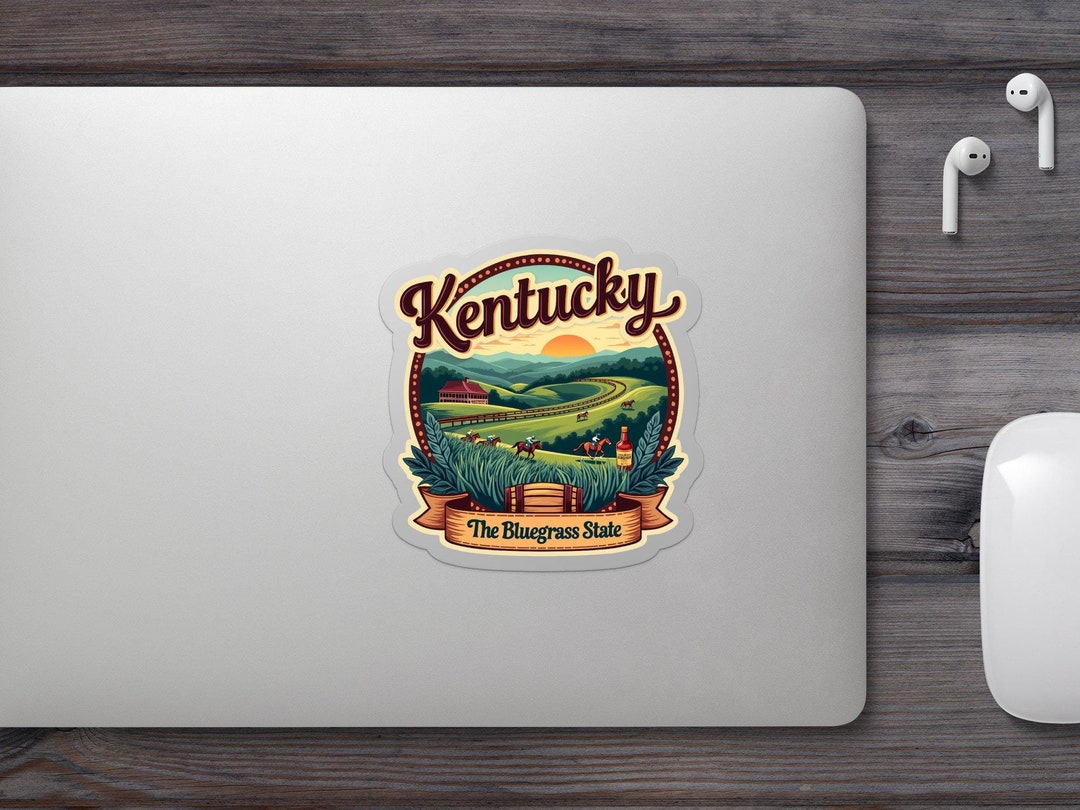 Kentucky Bluegrass State Vinyl Sticker, Horse Racing Bluegrass Sticker ...