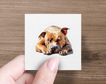 Pitbull Sleeping in the Sun Sticker Collection, Waterproof, UV-Protected, Multiple Sizes & Styles, Highest Quality