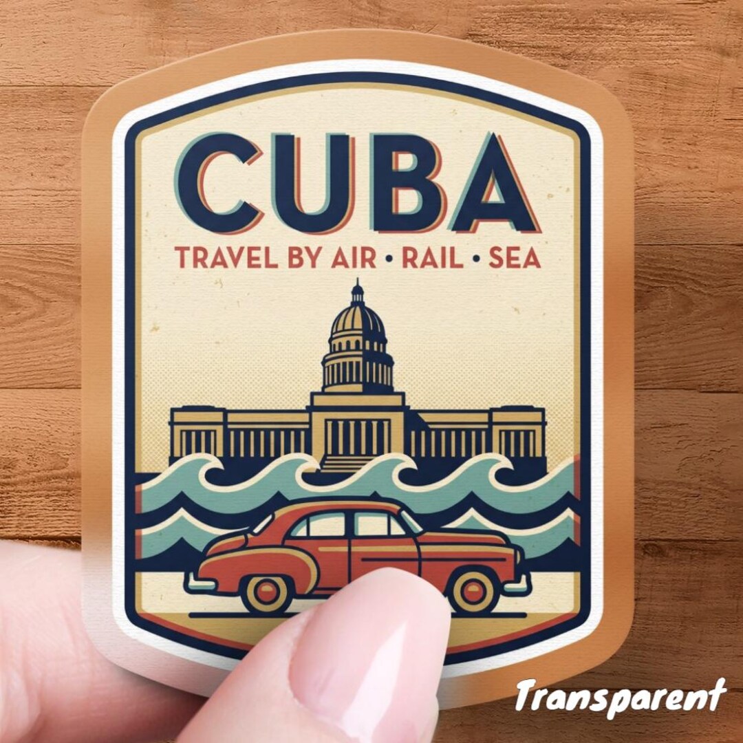 Cuba Travel Sticker, Vintage Havana Car Decal, Capitolio Souvenir ...