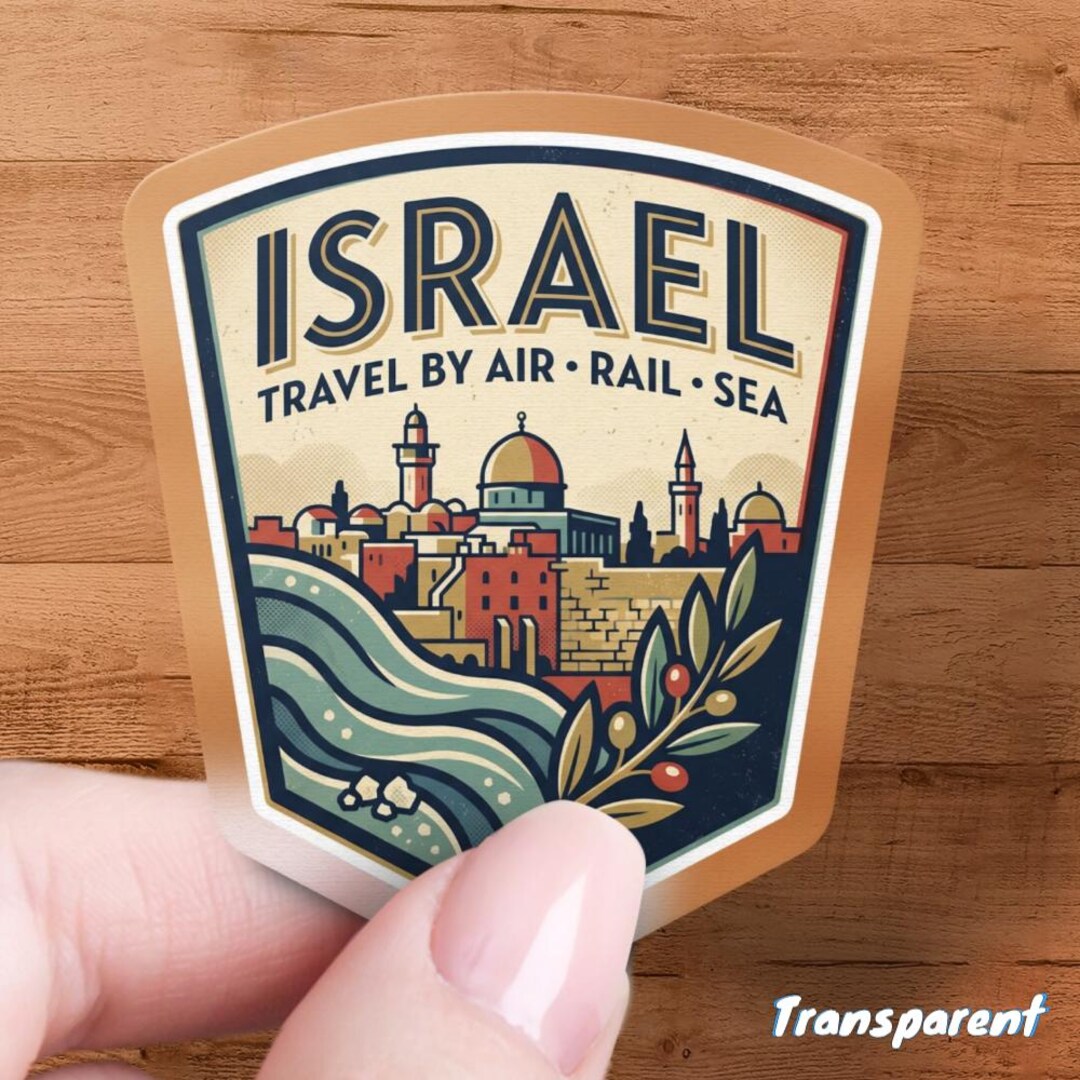 Israel Travel Sticker, Vintage Jerusalem Decal, Retro Holy Land ...