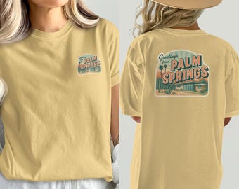 Greetings From Palm Springs T-Shirt, Retro Desert Tee, Vintage California Vacation Gift, Travel Long Sleeve,  Comfort Colors