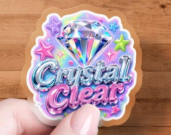 Crystal Clear Y2K Diamond Sticker | Holographic Chrome Gem Decal for Laptop Phone Case Hydro Flask | Sparkle Aesthetic