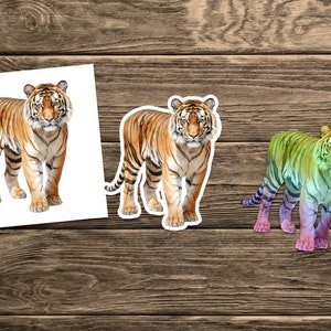 Majestic Tiger Sticker, Realistic Big Cat Jungle Animal, Laptop Decal, Premium Water Bottle Sticker, Wildlife Lover Gift, Vinyl Sticker afbeelding 6