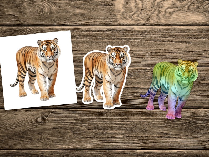 Majestic Tiger Sticker, Realistic Big Cat Jungle Animal, Laptop Decal, Premium Water Bottle Sticker, Wildlife Lover Gift, Vinyl Sticker afbeelding 6