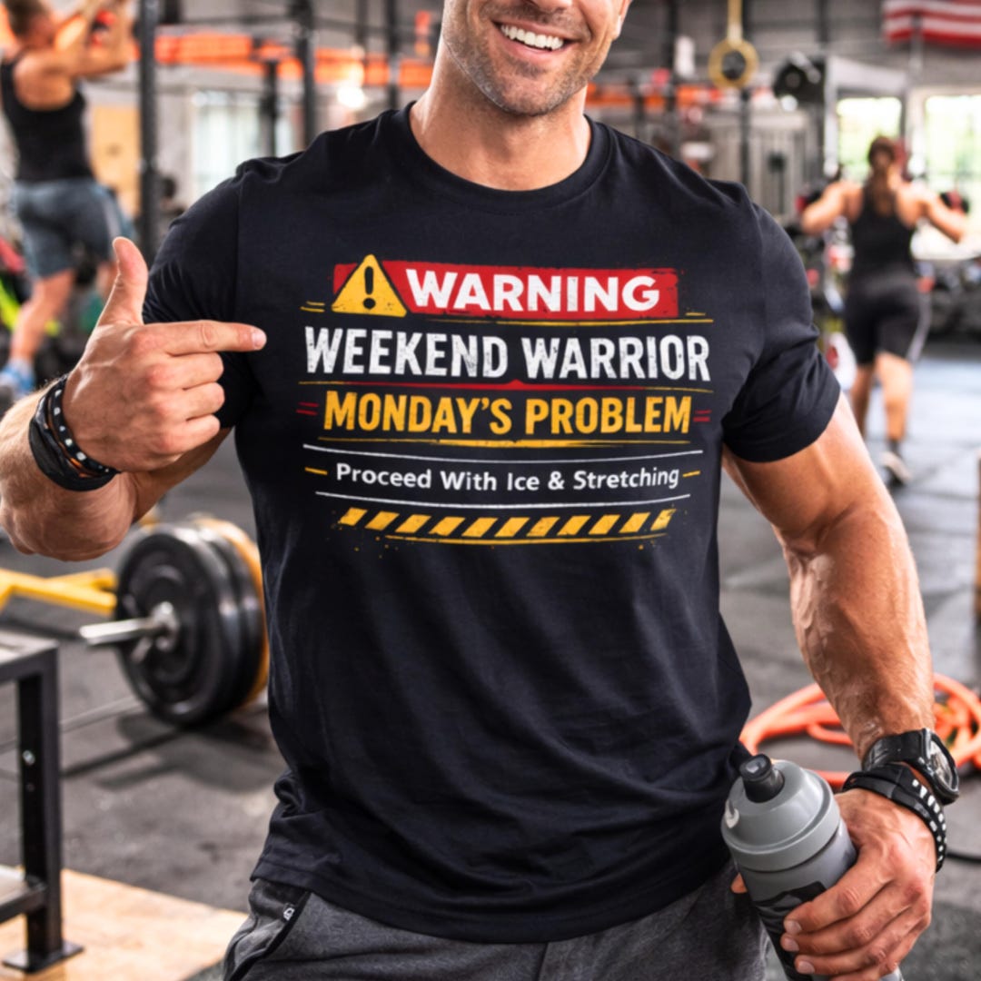 Weekend Warrior Shirt • Funny Monday Recovery Tee • Warning Label Gym ...