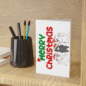 Carte de chat de Noël| Carte d'amour drôle de Noël | Carte de couple mignon| Carte Trois chats