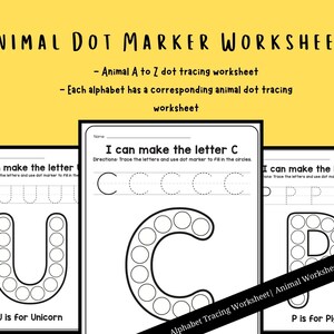 May include: Black and white printable worksheet for kids to practice tracing the letter U and the letter C. The worksheet includes a dotted outline of the letter U and the letter C for kids to trace with a dot marker. The worksheet also includes the text "I can make the letter U" and "I can make the letter C". The worksheet also includes the text "U is for Unicorn" and "C is for Cat".