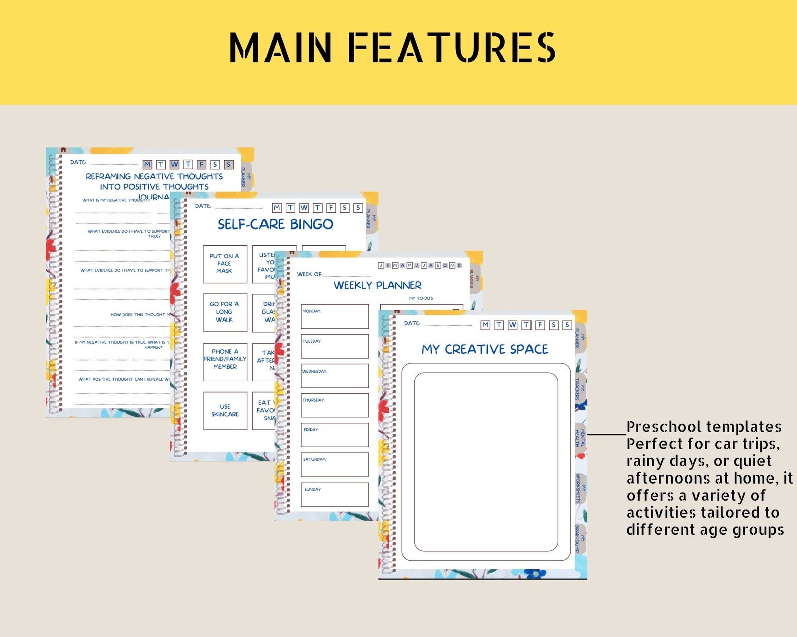 ADHD Self-care Digital Planner Printable Note-taking Anxiety Management ...