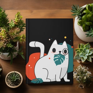 Carnet cartonné chat mat | Journal personnalisé| Carnet de notes personnalisé| Cadeaux pour ordinateur portable| Cadeau pour elle