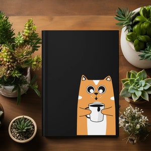 Carnet cartonné Chat orange mat | Journal personnalisé| Carnet de notes personnalisé| Cadeaux pour ordinateur portable| Cadeau pour elle