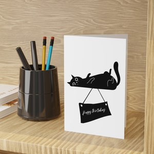 Carte d'anniversaire de chat mignon | Carte d'anniversaire pour amoureux des chats | Carte drôle