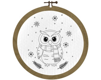 Modèle de broderie téléchargeable Winter Owl