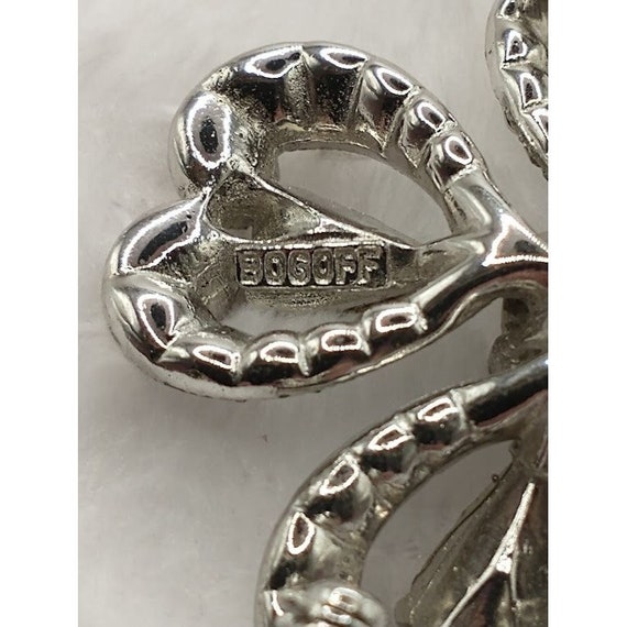 Rare Vintage BOGOFF Brooch Pin - Silver with Clea… - image 5