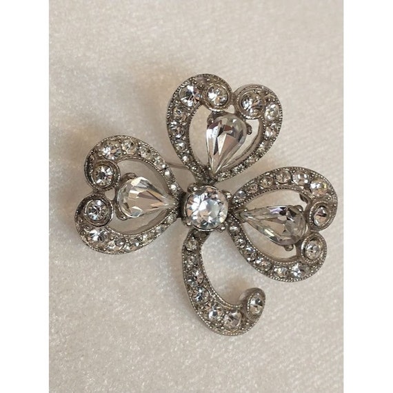 Rare Vintage BOGOFF Brooch Pin - Silver with Clea… - image 1