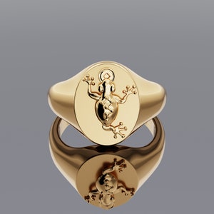 Attract Prosperity, Luck, Wealth Money Frog Signet Ring- Solid 18k Gold or Sterling Silver. Blessed by FengShui Master ZhiHai-Pres. AFSA. .
